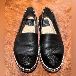 Tory Burch size 6 espadrilles black leather